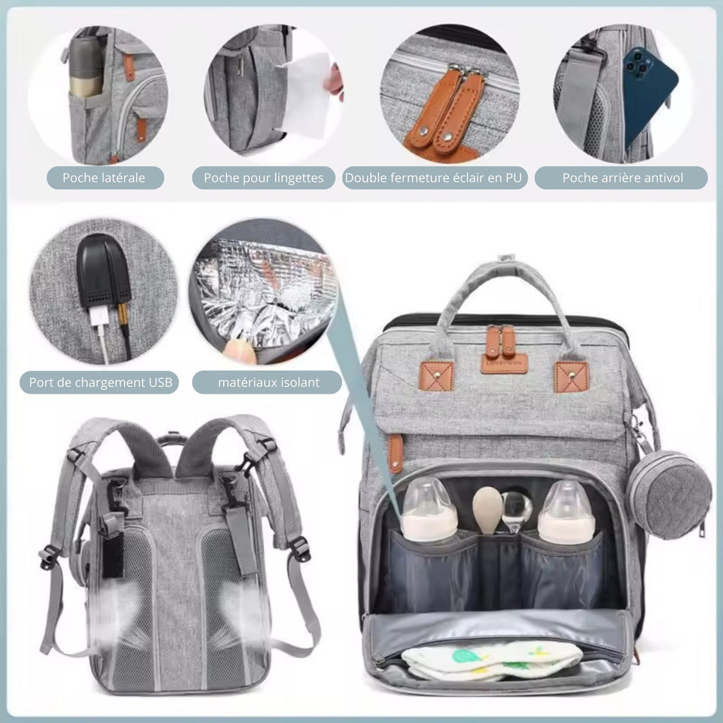 Sac à dos à langer pour bébé